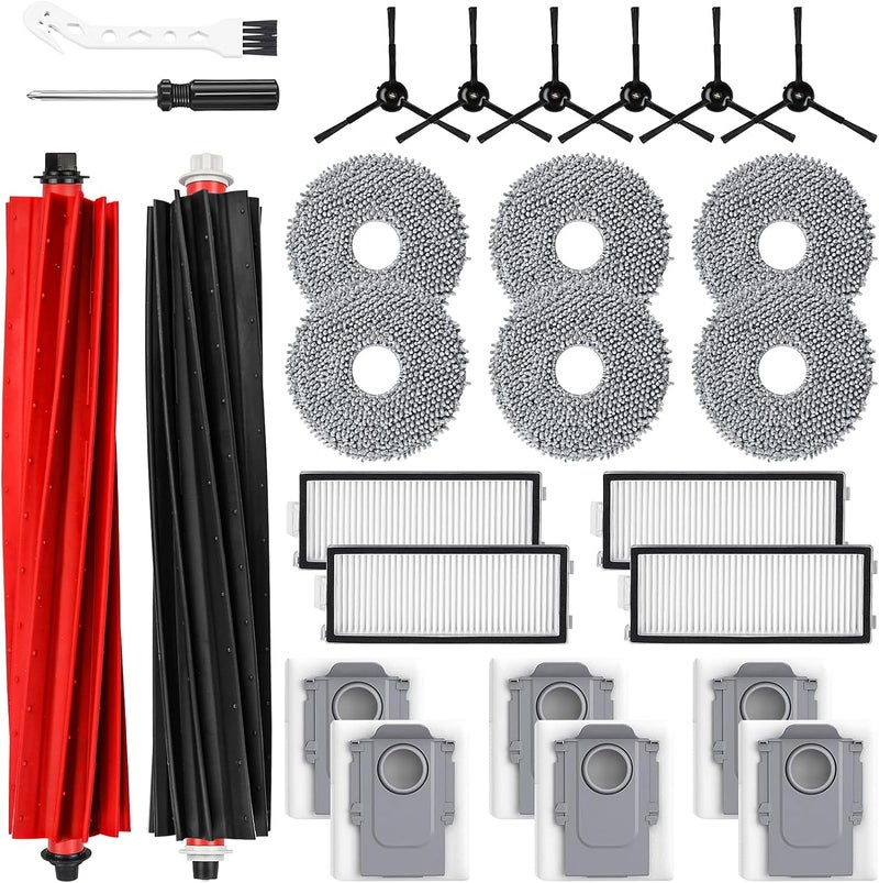 AnDongo 21 Pack Accessories Set for Roborock Qrevo Master Robot Vacuum Cleaner, 2 Main Brush, 4 HEPA Filters, 4 Mop Pads, 4 Side Brushes, 6 Dust Bags, 1 Cleaning Brush Low wear optimized build - Image 1