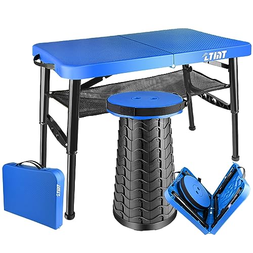 ZTMT Small Folding Table Adjustable Height Camping Picnic Table 4 Foot Lightweight - Image 1