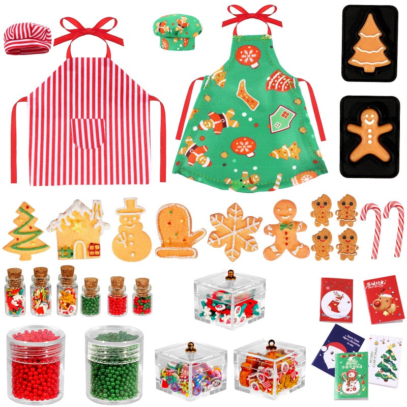 Bbiamsleep 41 Pcs Christmas Elf Accessories Mini Elf Food Props Include Apron Candy Boxes and Candy Bottle Sugar Accessories - Image 3