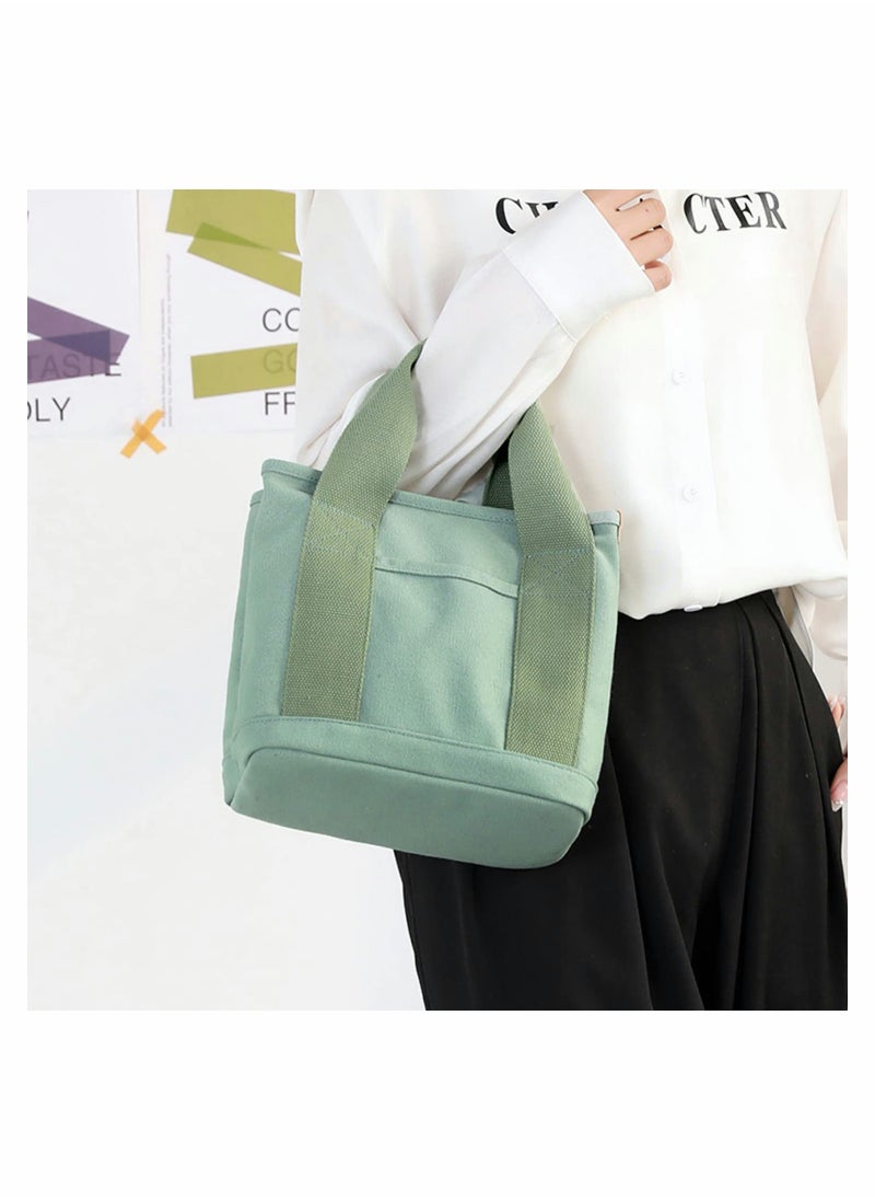 SYOSI - Large Capacity Multi-Pocket Handbag Canvas Japanese Handmade Tote Crossbody Bag Shoulder Purse for Work Daily Travel (Green) - Image 1