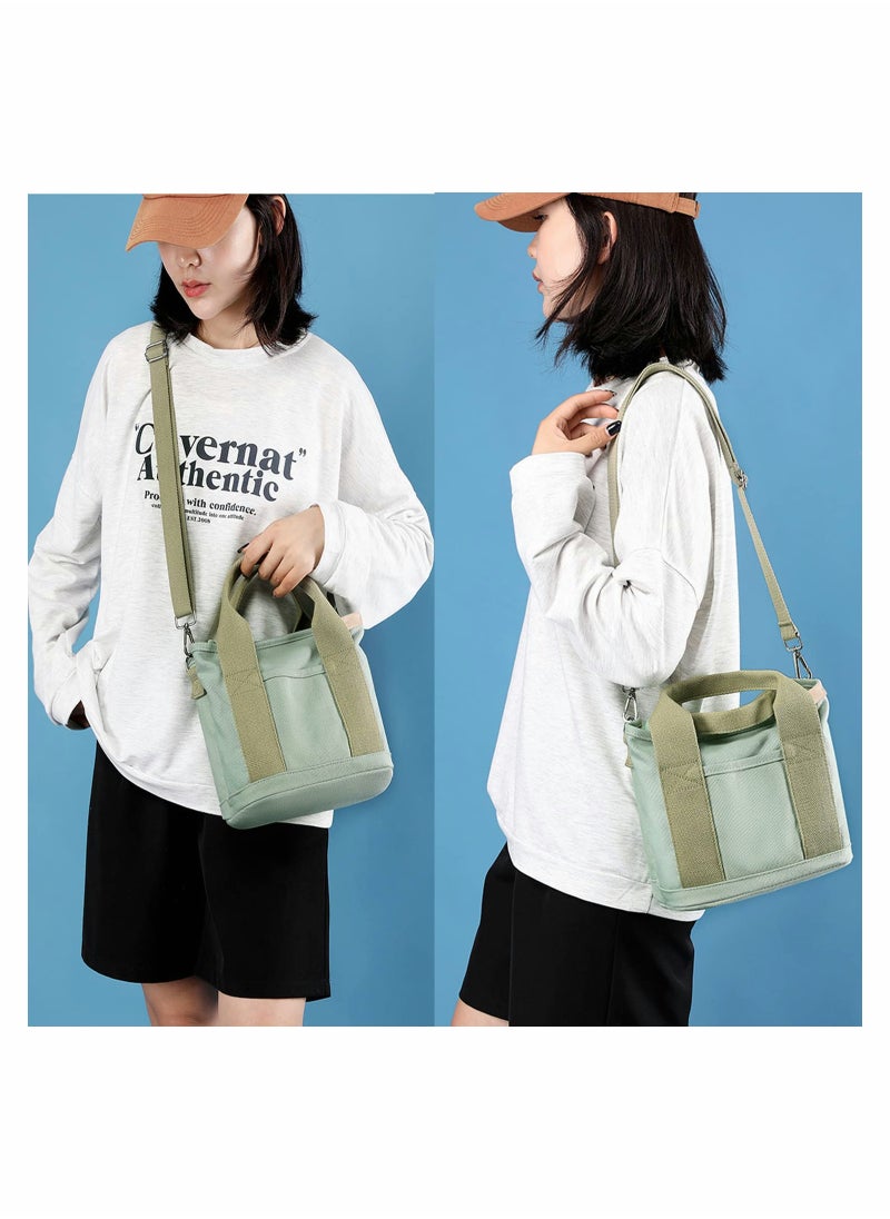 SYOSI - Large Capacity Multi-Pocket Handbag Canvas Japanese Handmade Tote Crossbody Bag Shoulder Purse for Work Daily Travel (Green) - Image 1