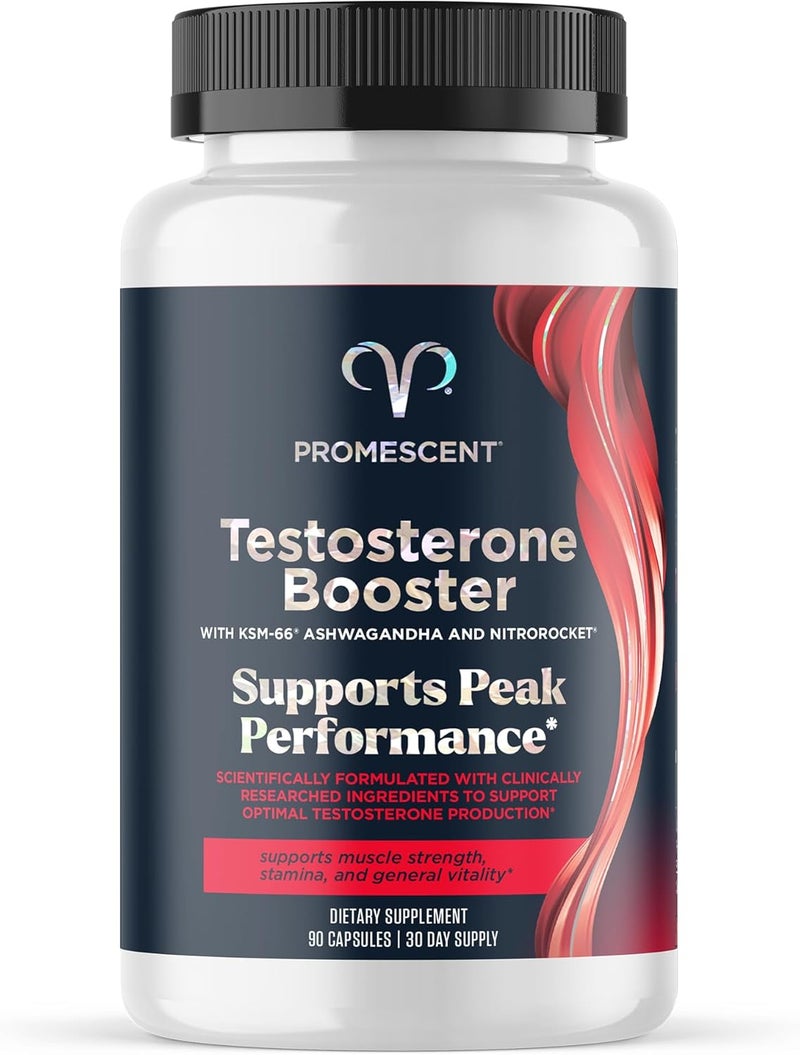 Promescent Testosterone Booster for Men Supplement wTongkat Ali LongJack KSM66 Ashwagandha Goat Weed Fenugreek  Tribulus Terrestris Supports Natural Energy Stamina  Strength 90 Capsules - Image 1