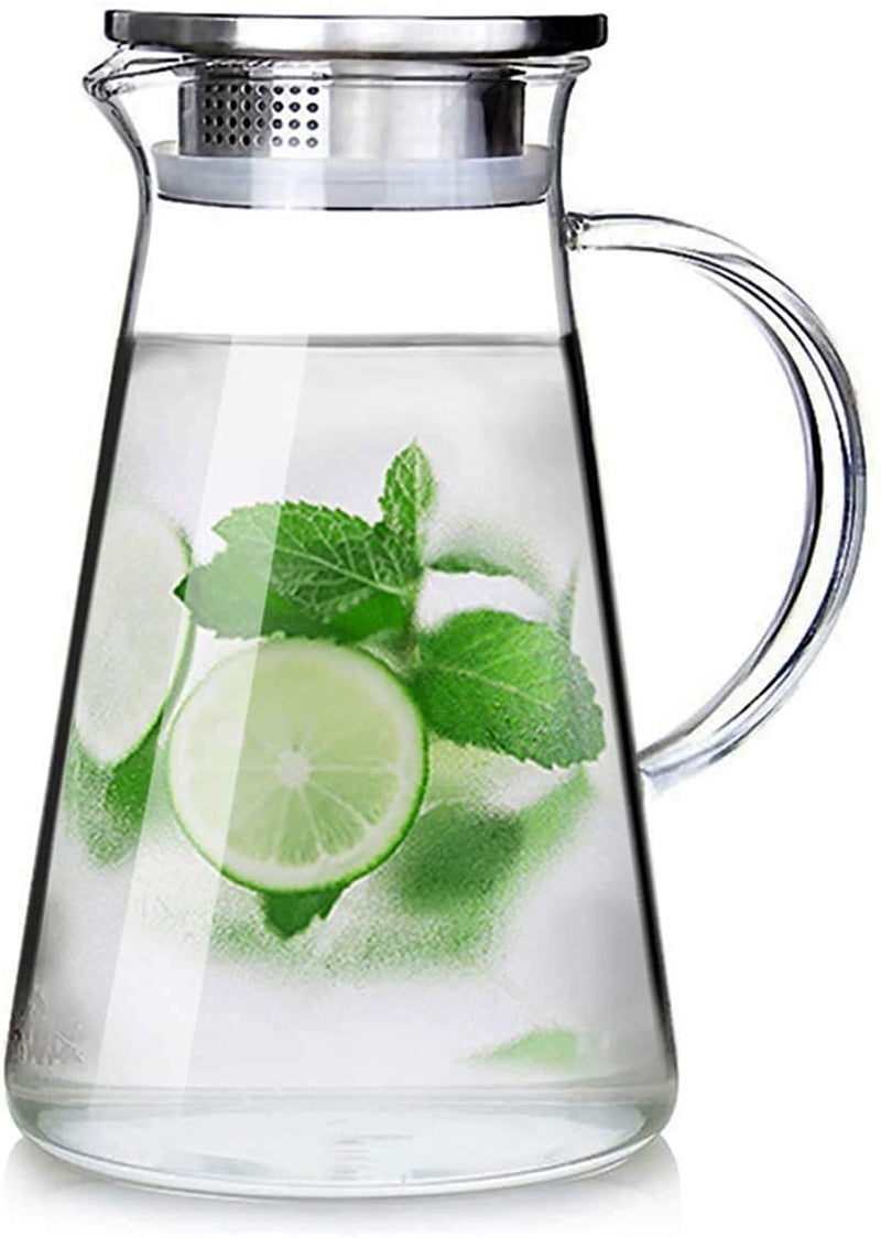 FitsFlair Glass Water jug Pitcher with with lid iced Tea Pitcher Water jug hot Cold Water ice Tea Wine Coffee Milk and Juice Beverage Carafes 18 LTR Pack of 1 1800 ML Steel LID JUG - Image 1