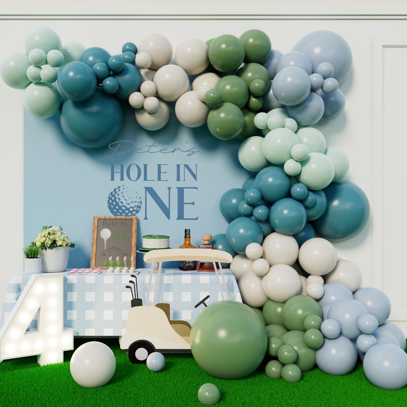 Beaumode Golf Blue and Green Balloon Arch Kit for Hole In One Birthday Masters Golf Party Fore ParTee Baby Shower Party Decoration Blue Green - Image 3