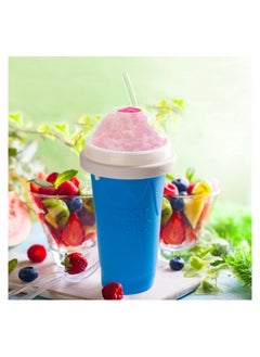 Slushie Maker Cup, Magic Quick Frozen Smoothies Cup Double Layer Squeeze Cup Homemade Milk Shake Ice Cream Maker Cooling Cup DIY for Family(BLUE)