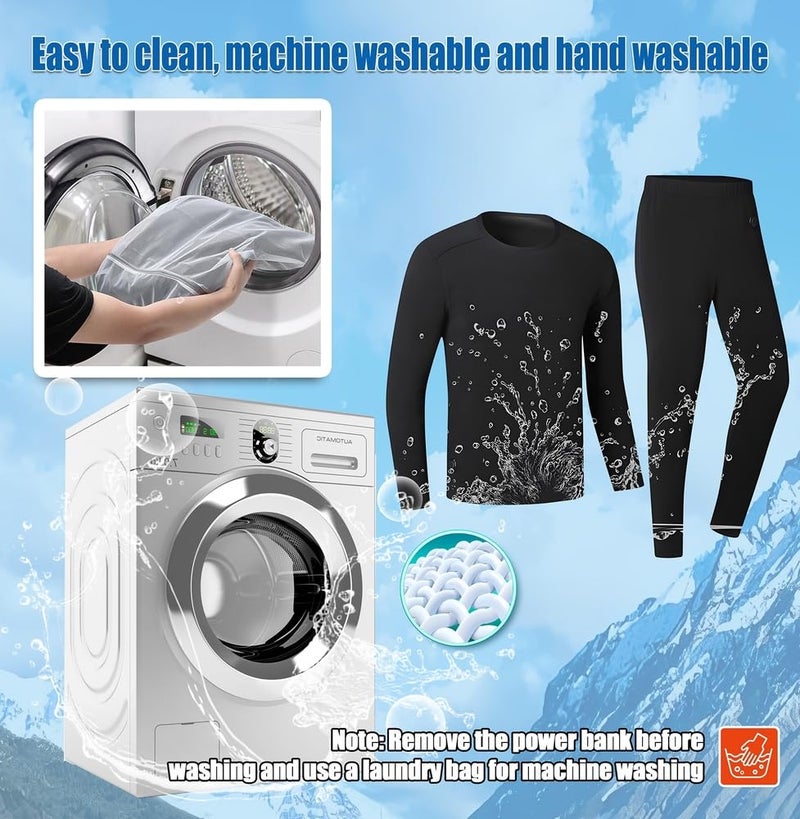 DIMHLCDZA Heated pants for men USB Charge 16 Zone Intelligent Heated Skiing mens thermal underwear heated pants,Fleece lining heated long johns for men,for winter outdoor Work camping motorcycles & XL - Image 5