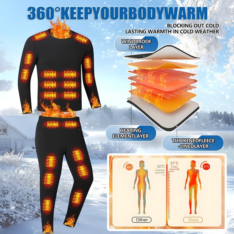 DIMHLCDZA Heated pants for men USB Charge 16 Zone Intelligent Heated Skiing mens thermal underwear heated pants,Fleece lining heated long johns for men,for winter outdoor Work camping motorcycles & XL - Image 4