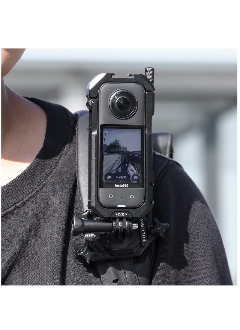 Generic - Aluminum Frame Cage with Sticky Lens Guard Set and Screen Protector for Insta360 X3 - Anti-Scratch Metal Housing Shell and Tempered Glass Protective Film Accessories Kit. - Image 1