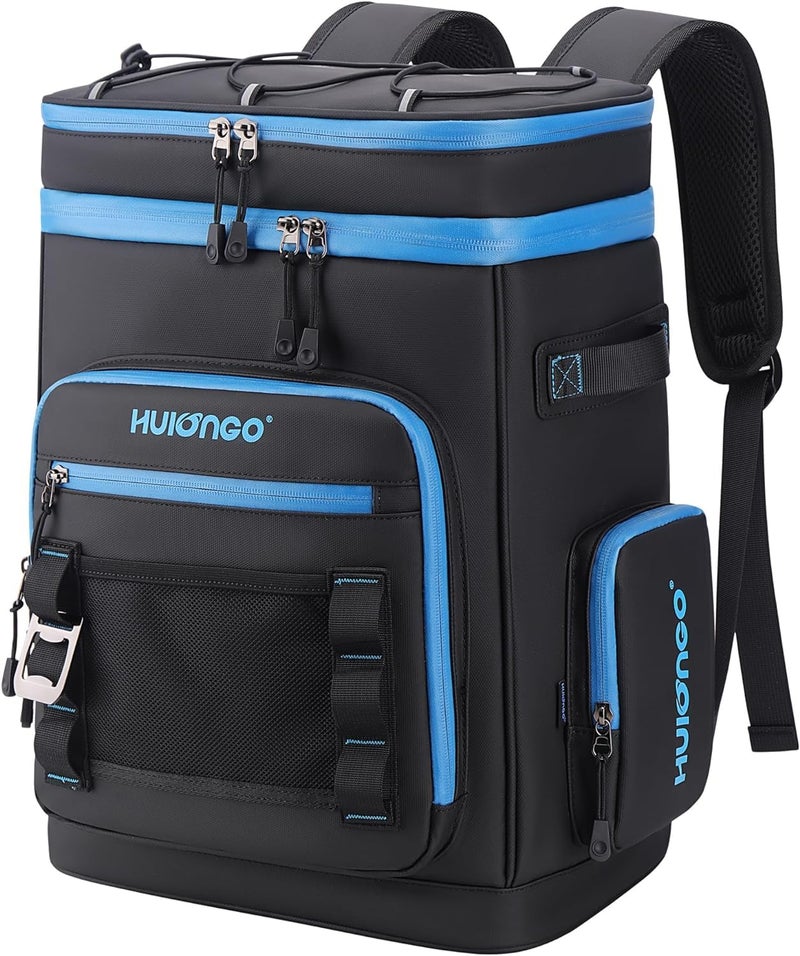 Hulongo 30l Large Waterproof Leakproof Cooler Backpack for Men & Women, Insulated Backpack Cooler for Camping, Beach, Fishing, Picnicï¼ŒOutdoor, 30L, 48Cans, Black - Image 1