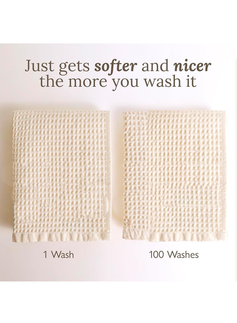 Bincoo Soft Bath Towel, 100% Cotton Waffle WeaveTowels for Bathroom, Hotel, Spa, Beach and Gym (Cream, 70 * 140cm) - Image 5