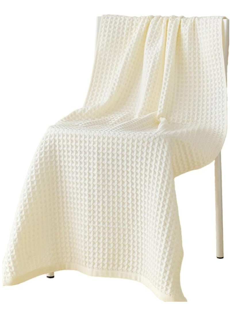 Bincoo Soft Bath Towel, 100% Cotton Waffle WeaveTowels for Bathroom, Hotel, Spa, Beach and Gym (Cream, 70 * 140cm) - Image 1