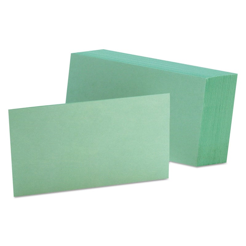 Oxford Blank Color Index Cards, 3" x 5", Green, 100 Per Pack (7320 GRE) - Image 1