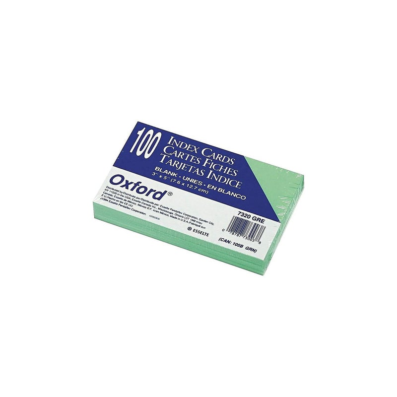 Oxford Blank Color Index Cards, 3" x 5", Green, 100 Per Pack (7320 GRE) - Image 3