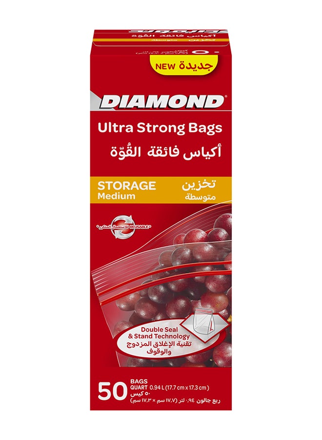 Diamond Zipper Storage Bag Medium 50 bags - Image 1