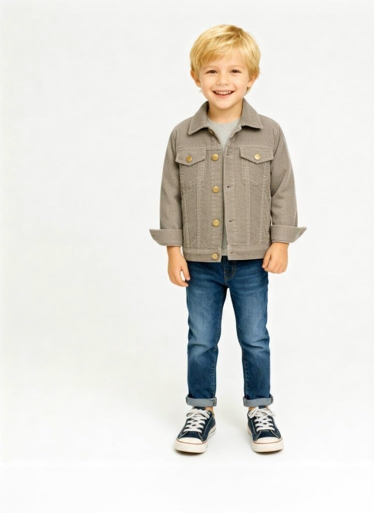 A.T.U.N. (ALL THINGS UBER NICE) Boys Cotton Corduroy Winter Jacket | Warm Casual Button-Down Outerwear for Kids - Image 2