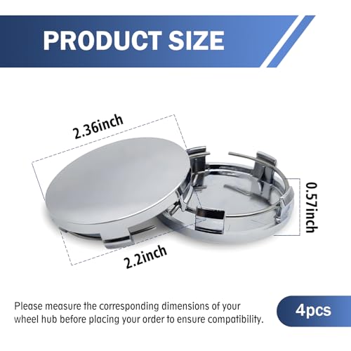 Ferianl 4 PCS Car Wheel Center Caps, 60MM/2.36In OD 56MM/2.2In ID, ABS Snap-in Vehicle Rim Hub Caps, Anti-Falling Rust-Proof Wheel Hub Decoration, Universal for SUV Sedan Truck(Silver) - Image 2