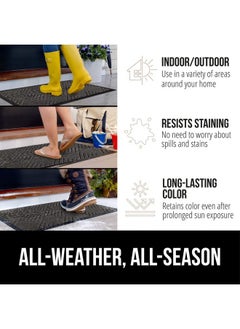 Gorilla Grip 100% Waterproof All-Season Weathermax Doormat, 47X35, Durable Natural Rubber, Stain And Fade Resistant, Low Profile, Indoor Outdoor Door Mats, Easy Clean Patio Entrance Mat, Gray Diamond  - Image 3
