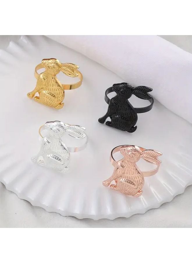 خاتم منديل أرنب عيد الفصح مشبك معدن للمناديل Z1028 مجموعة من 2 بـ 3 ألوان - Image 2