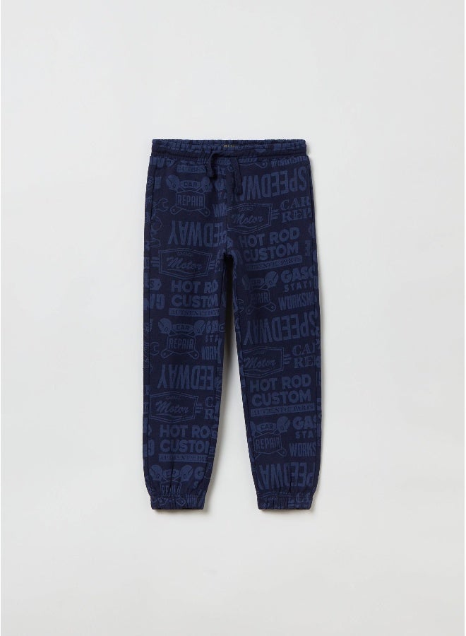 OVS Fleece Joggers With Lettering Print - Image 1