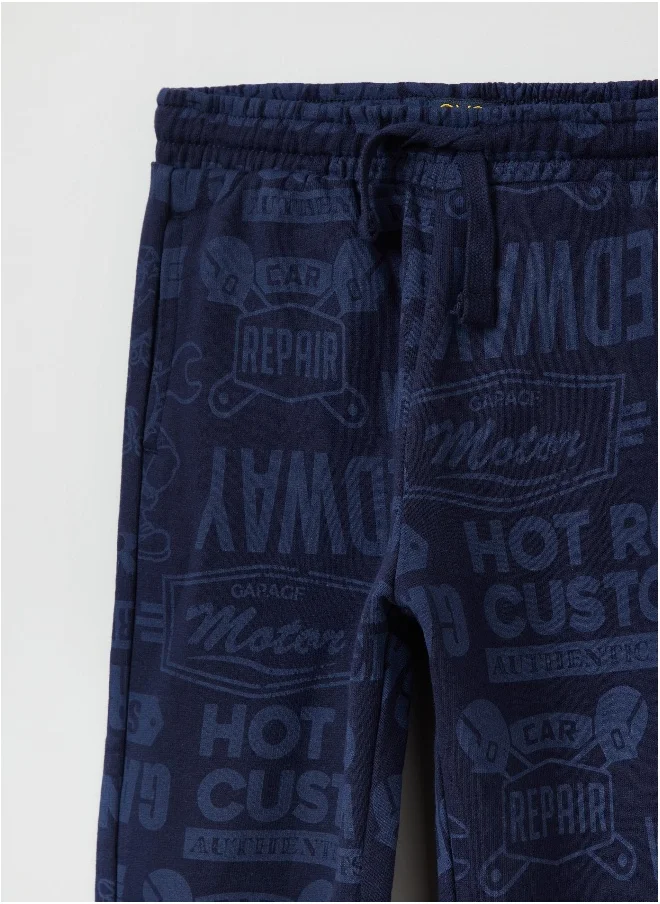 او في اس OVS Fleece Joggers With Lettering Print