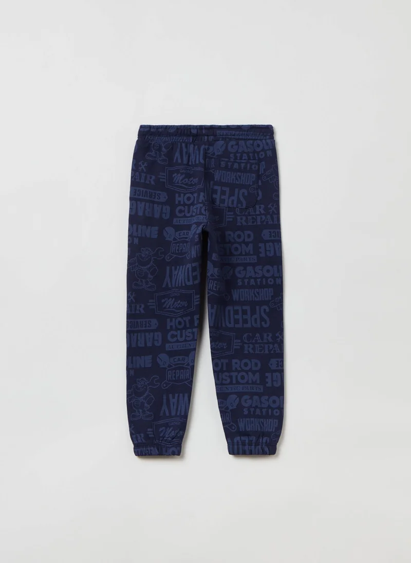 او في اس OVS Fleece Joggers With Lettering Print