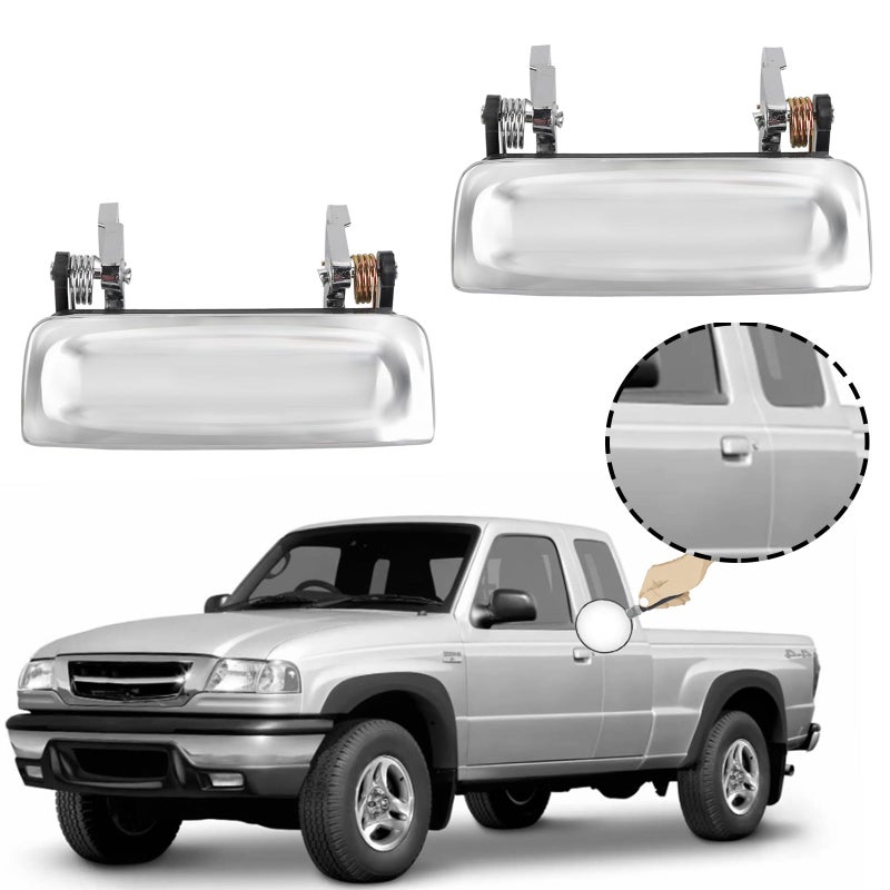 Exterior Door Handle Chrome Metal Passenger Handle Front Left Driver Right Compatible with Ford Mazda Vehicle B2300 B3000 B4000 20012010 Ranger 19982011 Replace MA1310118 2L5Z1022404BAA 2PCS