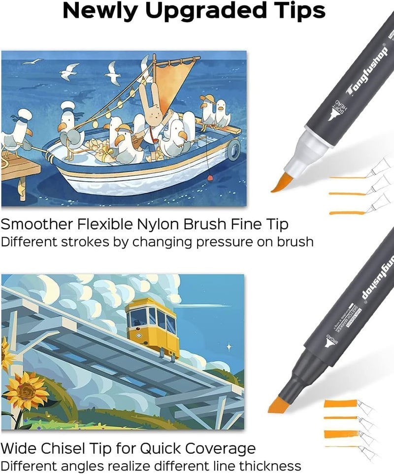 Art Marker Set, Colors, Dual Tip Markers with Carrying Case, for Drawing Sketching Illustration (48) - Image 4