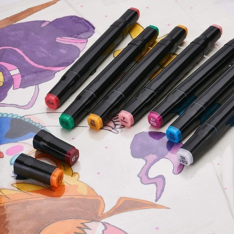 Art Marker Set, Colors, Dual Tip Markers with Carrying Case, for Drawing Sketching Illustration (48) - Image 3