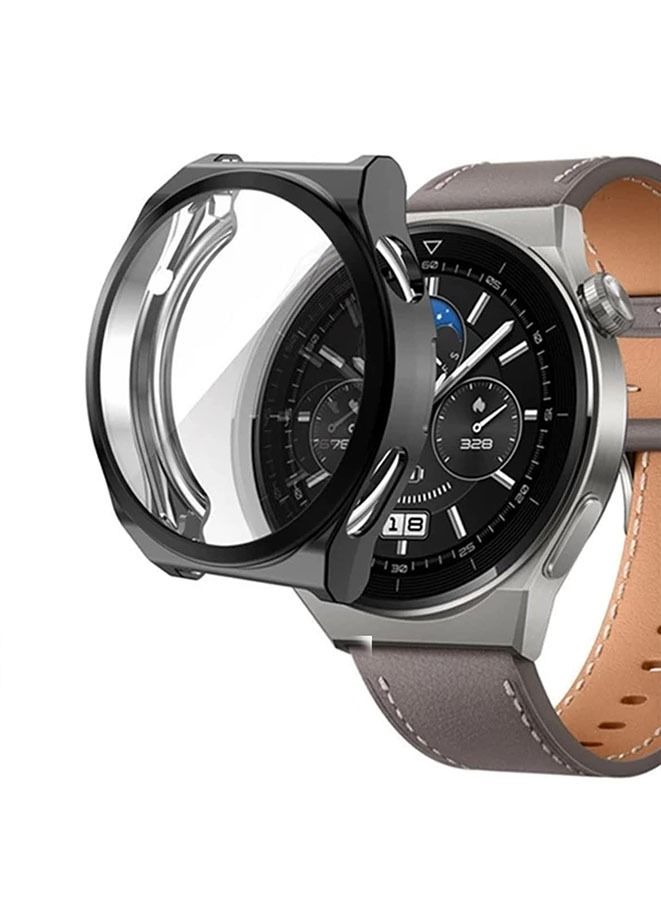حافظة لهاتف Huawei Watch GT3 pro مقاس 46 مم، غطاء TPU فائق النحافة واقٍ بالكامل، أسود