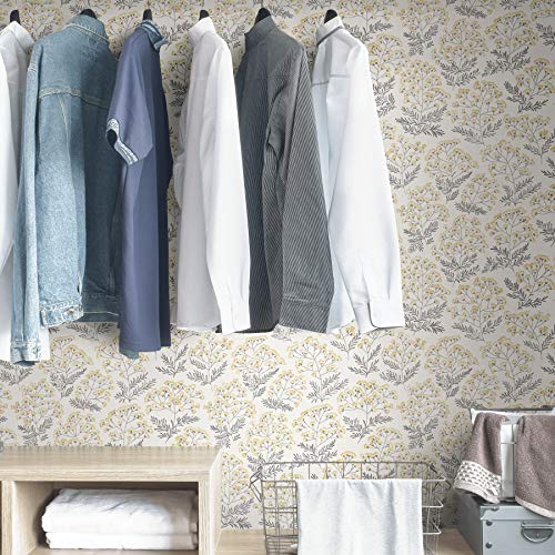 NuWallpaper NUS3546 Wethersfield Peel & Stick Wallpaper, Yellow - Image 4