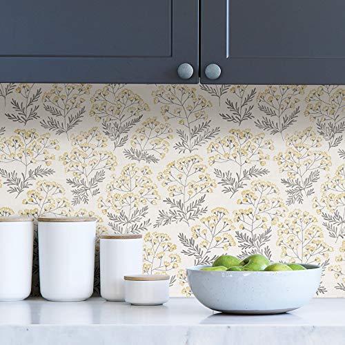 NuWallpaper NUS3546 Wethersfield Peel & Stick Wallpaper, Yellow - Image 3