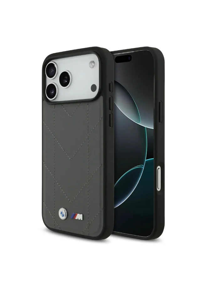 BMW iPhone 17 Pro Max MagSafe Case / PU Quilted Leather Cover With Metal Logo