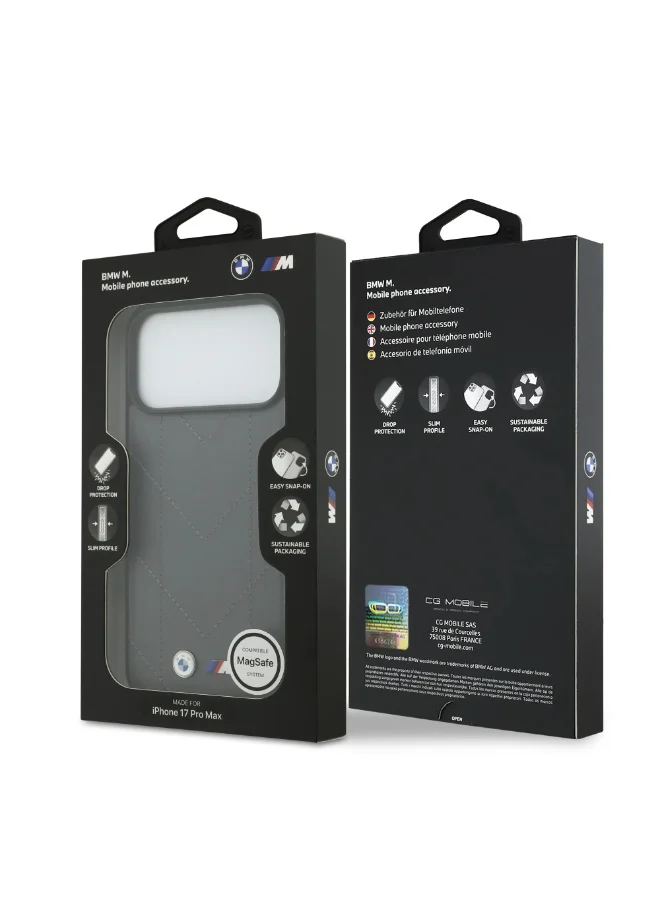 BMW iPhone 17 Pro Max MagSafe Case / PU Quilted Leather Cover With Metal Logo