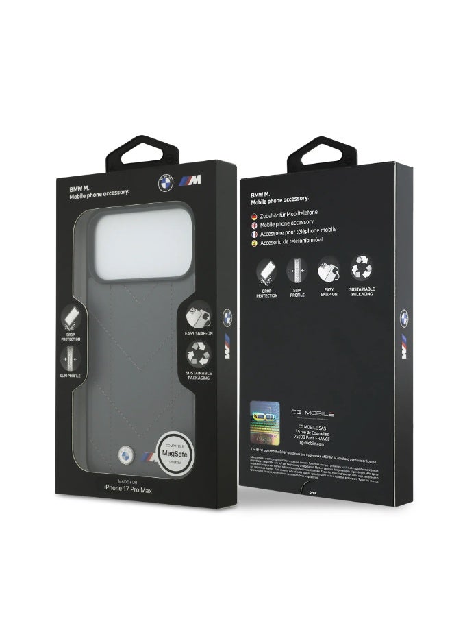 BMW iPhone 17 Pro Max MagSafe Case / PU Quilted Leather Cover With Metal Logo - Image 2