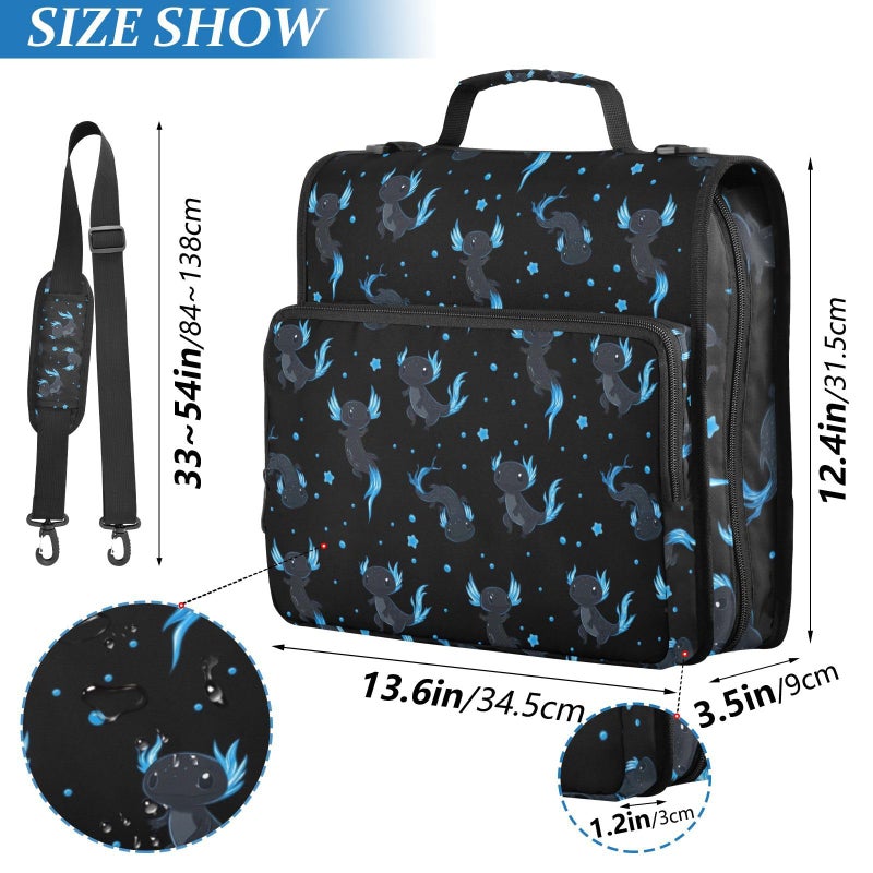 XUWU Goth Bat Flowers Binder Bag 3 Ring Zipper with Handle Shoulder Strap for School Work Office Organizer Storage Case - Image 2