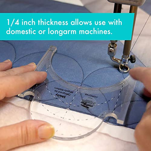 Creative Grids Machine Quilting Tool Shelly – CGRQTA8 – Made in USA Non-Slip Grip Acrylic Quilting & Sewing Template Ruler for Free-Motion Quilt Patchwork Design Sewing & Longarm Machines on Domestic - Image 3