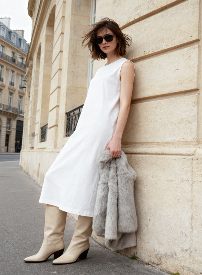 trendyol Long White Sleeveless Dress Lined, - Image 1