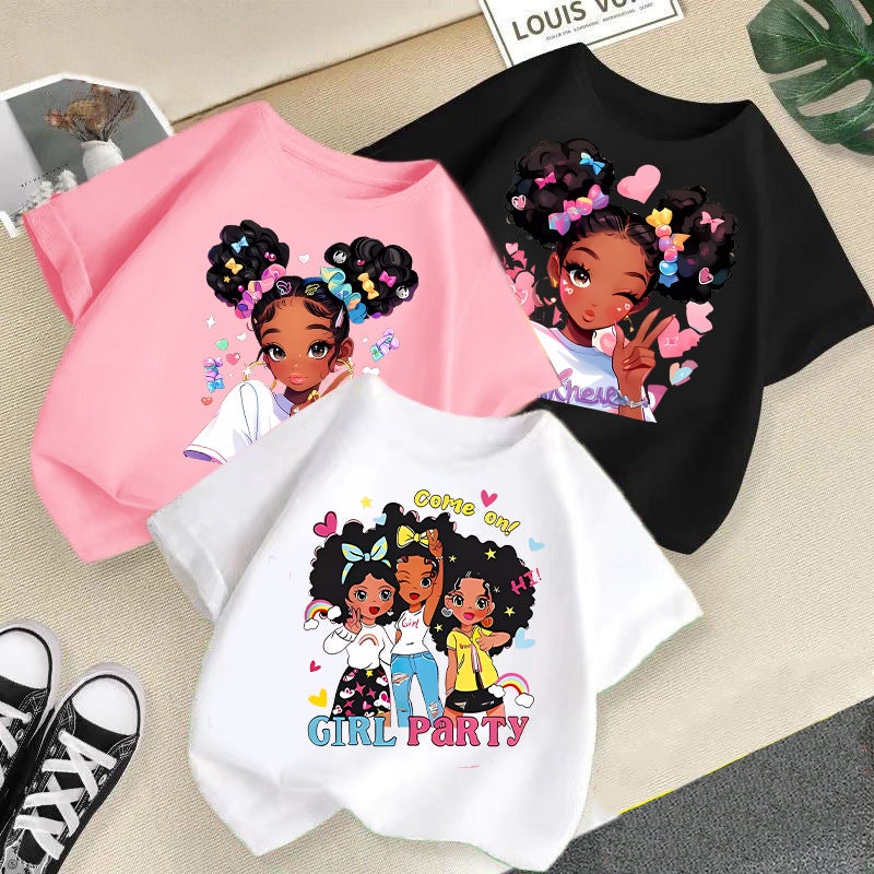 2026 New Style Girls' Short-Sleeved Girls' T-Shirt Children'S Tops Baby Casual Printed Summer Children'S Clothing - Image 2