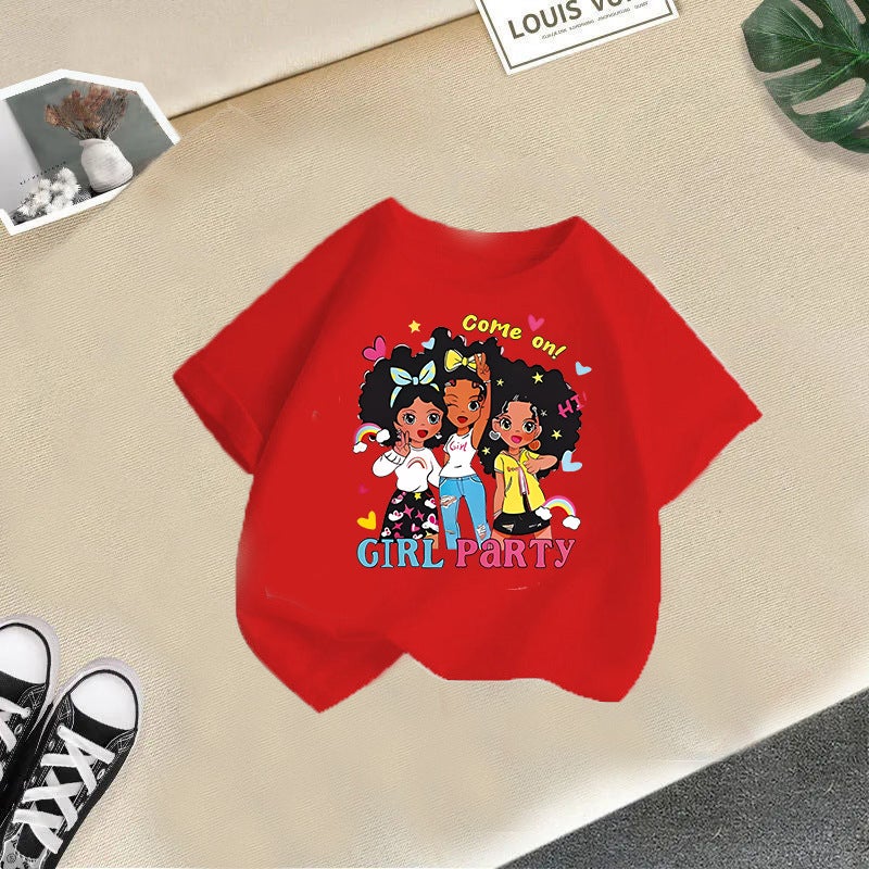 2026 New Style Girls' Short-Sleeved Girls' T-Shirt Children'S Tops Baby Casual Printed Summer Children'S Clothing - Image 1