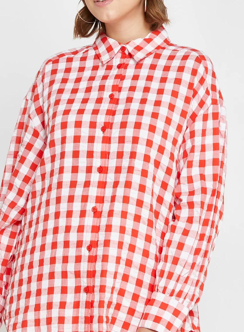 MONKI Checked Button Down Shirt