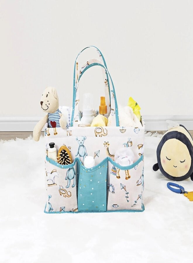 ALAS EV TEKSTIL Multi-Compartment Canvas Baby Care Bag, Blue Color, Size 30*20*21 cm - Image 2