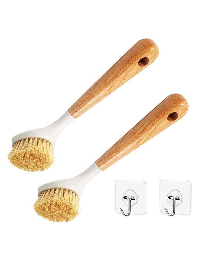 SOWUGI Kitchen Dish Brush Dish Scrubber Pans Pots Kitchen Sink Dishwashing Cleaning Brushes Cleaning Tools 2 PCS with 2 Hook - Image 1