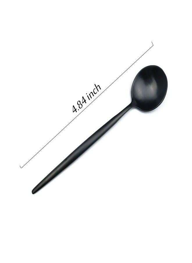 BRIIEC Black Gold 18/10 Stainles Steel Coffee Spoons, Slim Cutlery for Kitchen Hotel Restaurant Wedding Party, Matte Finish, Dishwasher Safe, Pack of 6 - Image 2