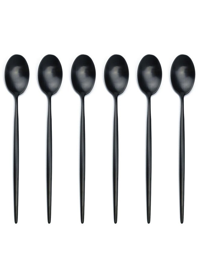 BRIIEC Black Gold 18/10 Stainles Steel Coffee Spoons, Slim Cutlery for Kitchen Hotel Restaurant Wedding Party, Matte Finish, Dishwasher Safe, Pack of 6 - Image 1