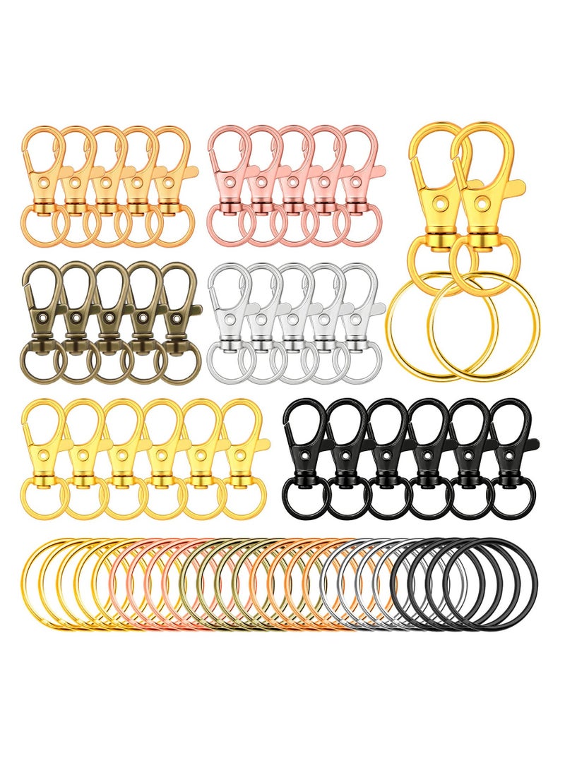 Zikra 120pcs Key Chain Clip Hooks, Swivel Clasps Lanyard Snap Hook with Rings, Keychain Hooks for Lanyard, Purse and Crafting, Lobster Claw Keychains Jewelry DIY Crafts - Image 1