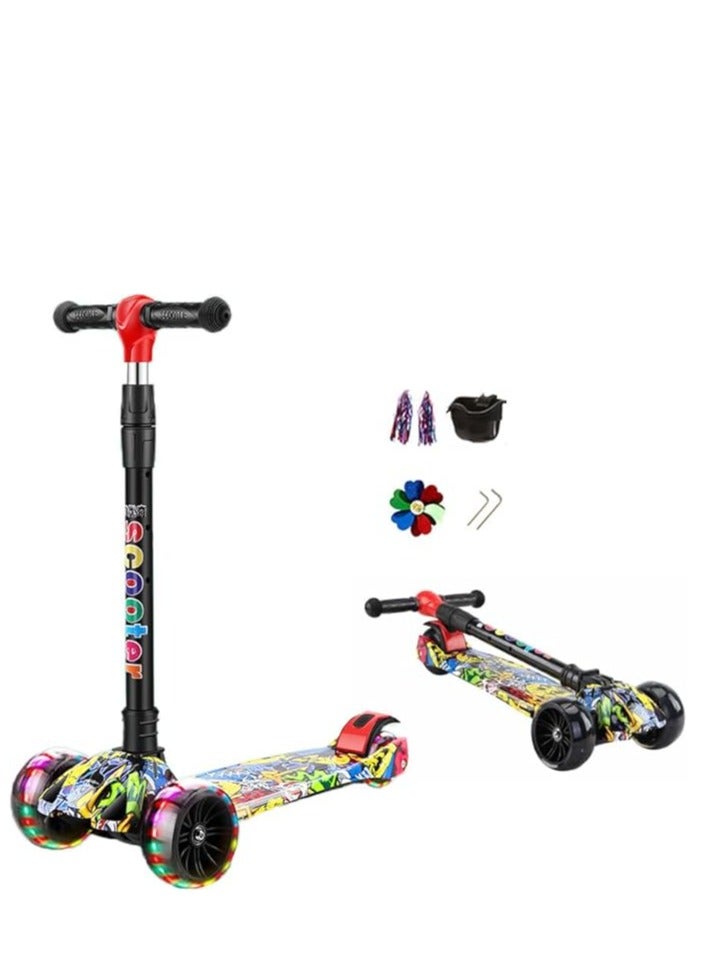Generic Kids Scooter 3 Wheel Mini Adjustable Kick Scooter with LED Light Up Wheels and Music Portable Scooter for Kids ﻿ - Image 1