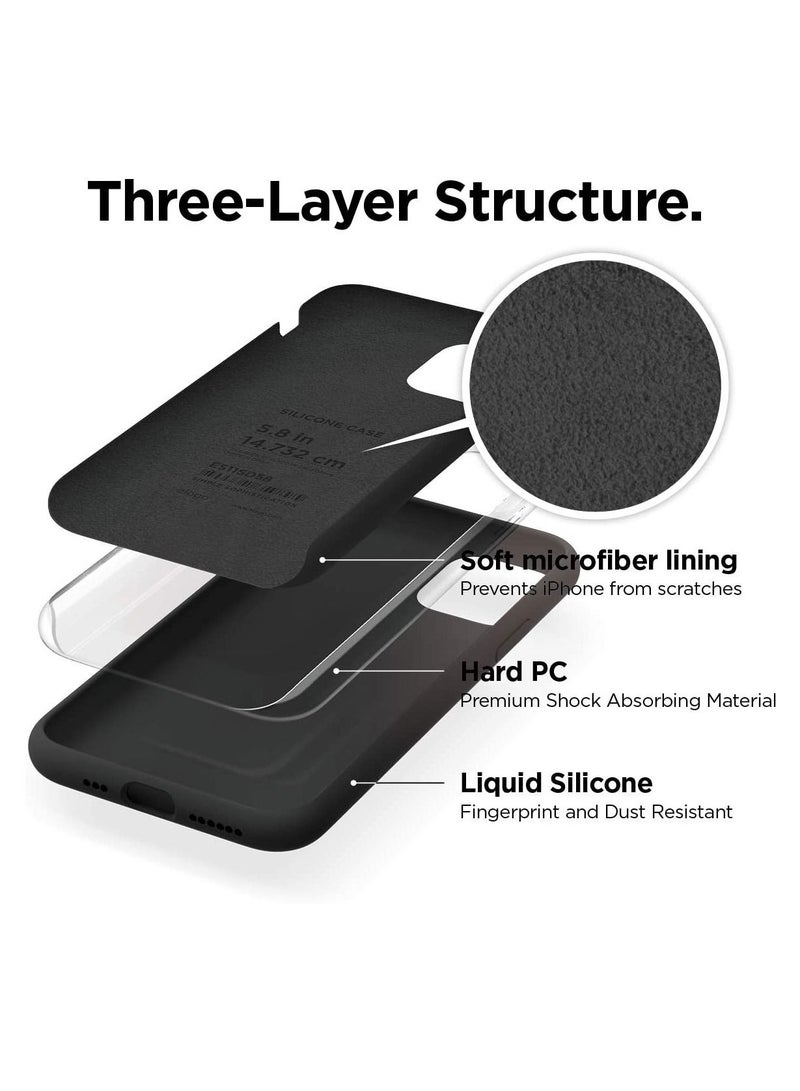 DUSALA Silicone Protective Case Cover designed for iPhone 12-iPhone,12 Pro Soft Liquid Rubber Gel Matte Finish (Black) - Image 4