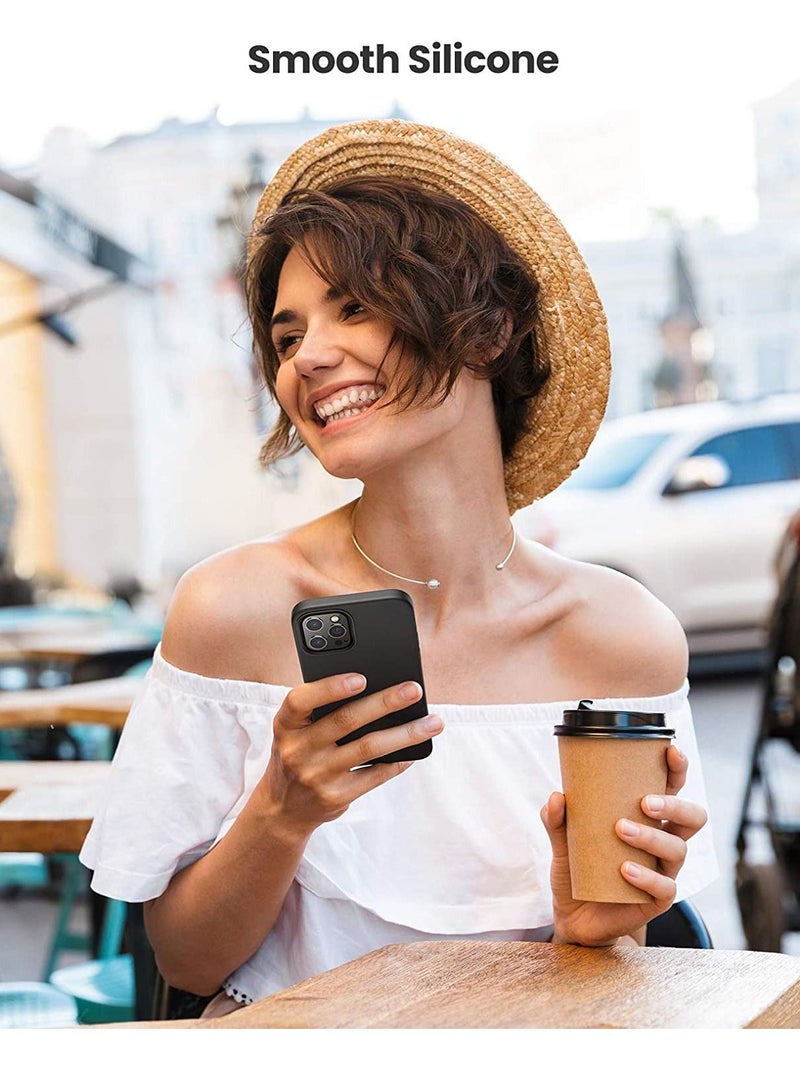 DUSALA Silicone Protective Case Cover designed for iPhone 12-iPhone,12 Pro Soft Liquid Rubber Gel Matte Finish (Black) - Image 5