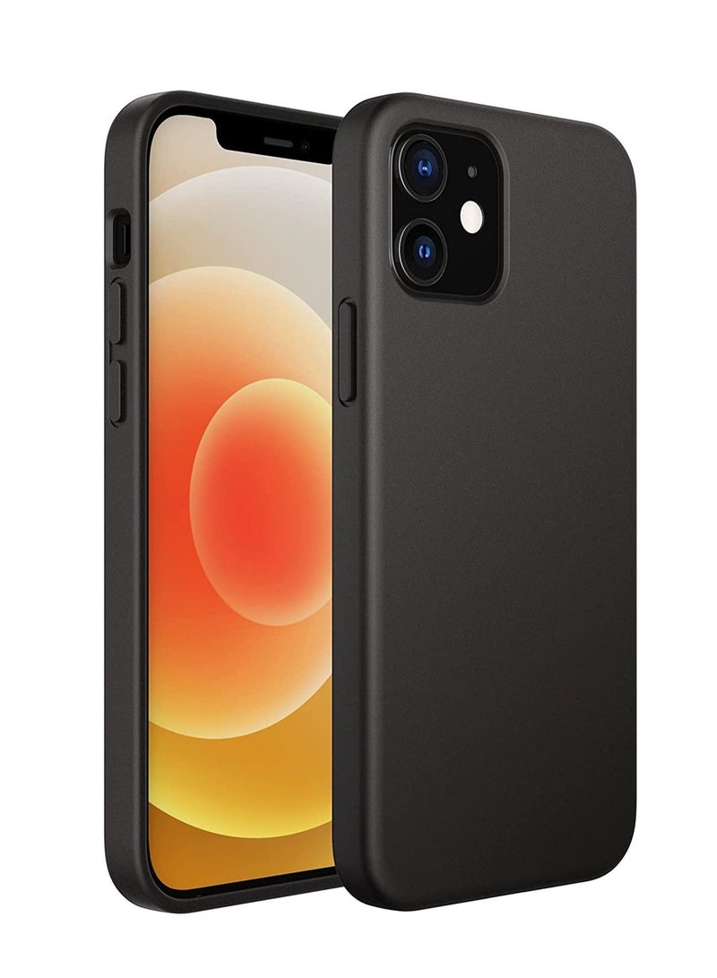 DUSALA Silicone Protective Case Cover designed for iPhone 12-iPhone,12 Pro Soft Liquid Rubber Gel Matte Finish (Black) - Image 1