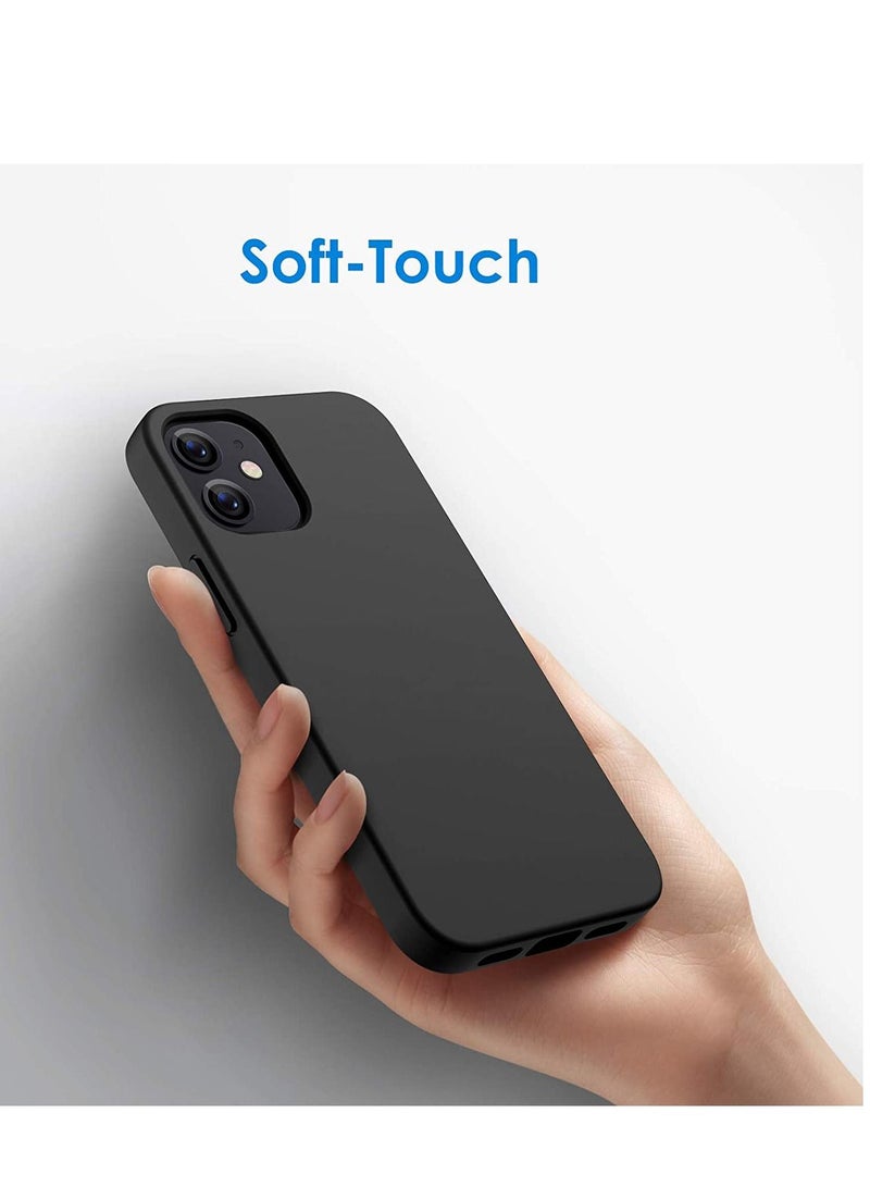 DUSALA Silicone Protective Case Cover designed for iPhone 12-iPhone,12 Pro Soft Liquid Rubber Gel Matte Finish (Black) - Image 2